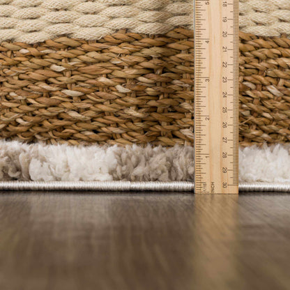 Kieu Taupe Checkered Shag Rug - Quahog Bay Bedding