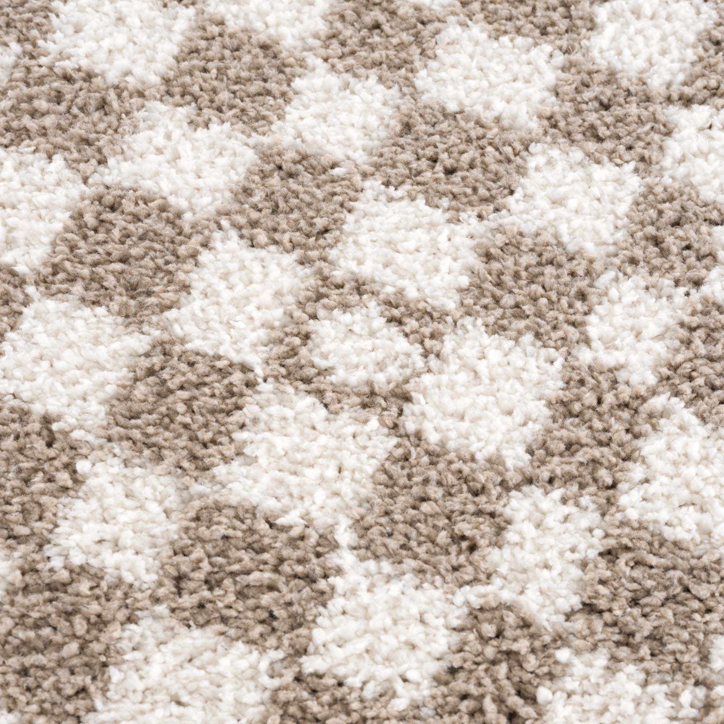 Kieu Taupe Checkered Shag Rug - Quahog Bay Bedding