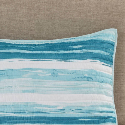 King Coastal Themed Quilt Set - Queen Aqua Quilt Set - Marina 6PC Set - Quahog Bay Bedding