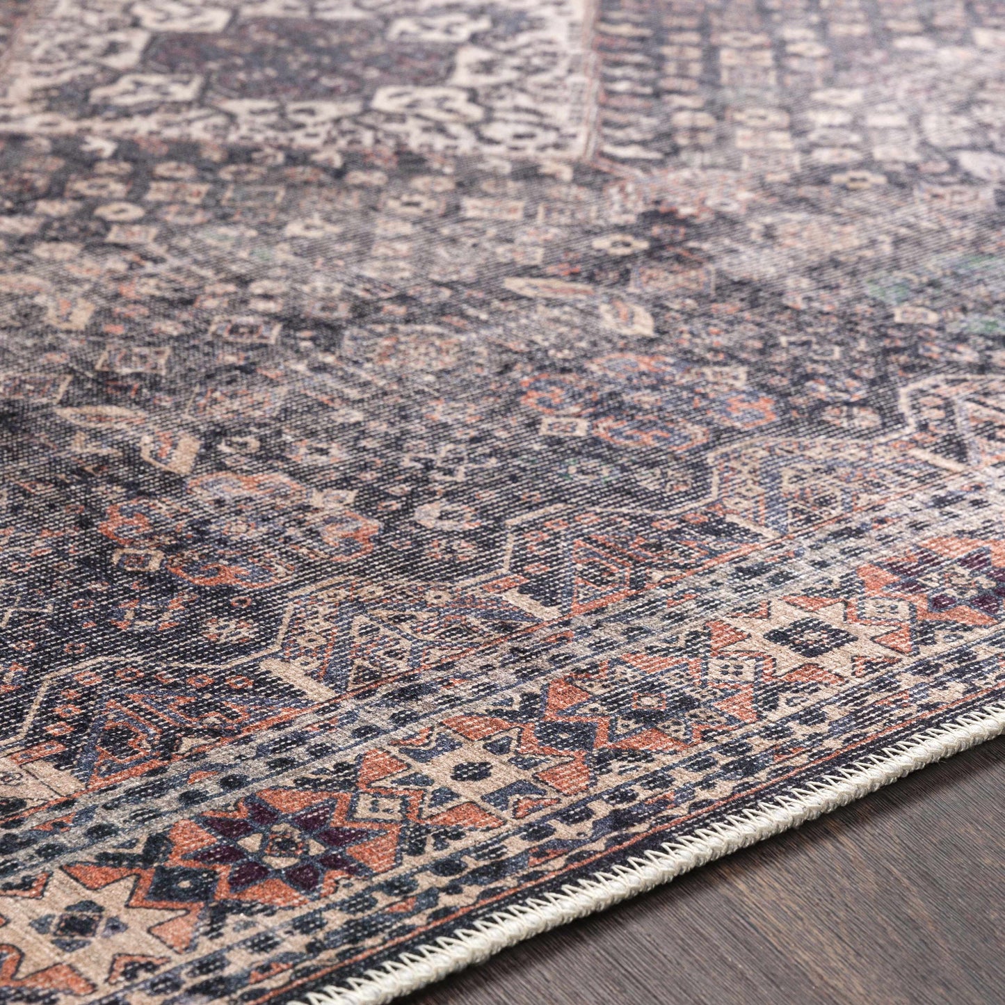 Kittrell Vintage Flat Pile Washable Rug - Clearance