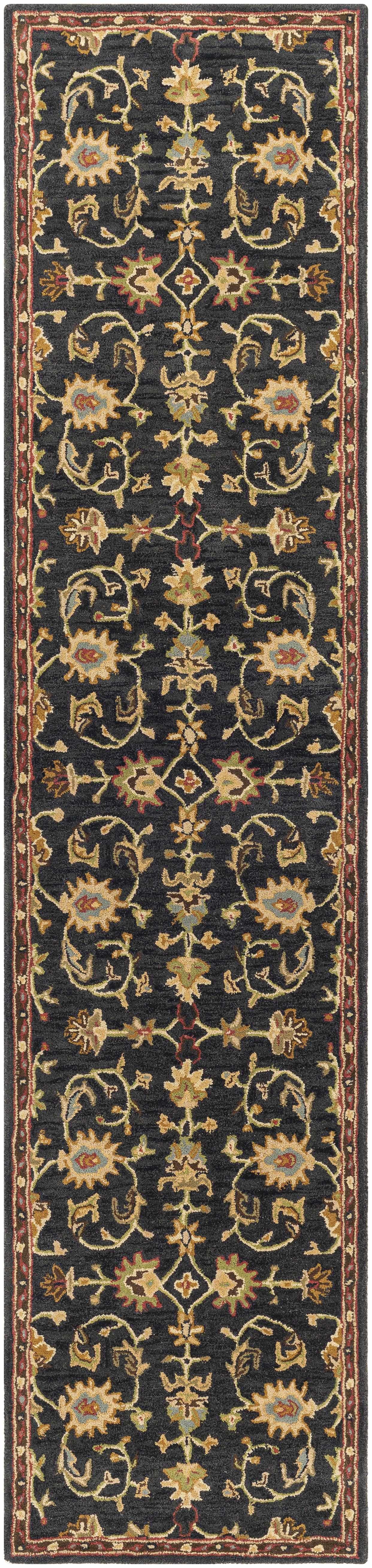 Kittredge Floral Black Wool Rug
