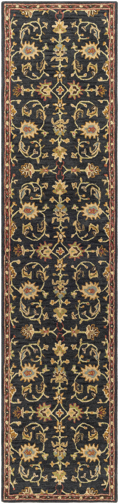 Kittredge Floral Black Wool Rug
