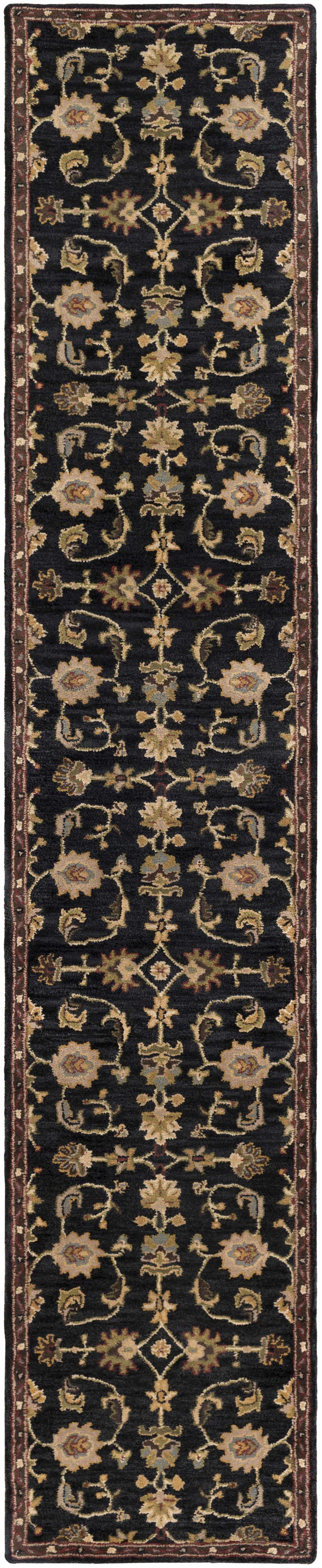 Kittredge Floral Black Wool Rug