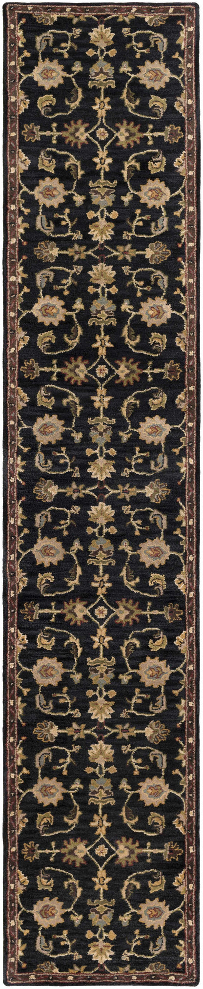 Kittredge Floral Black Wool Rug