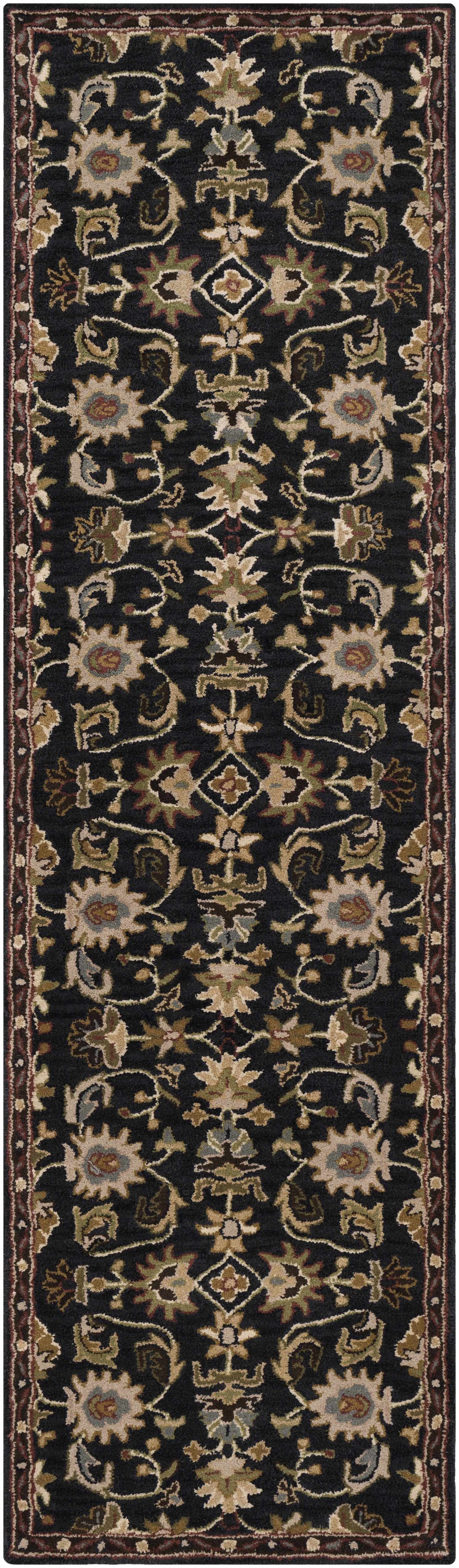 Kittredge Floral Black Wool Rug