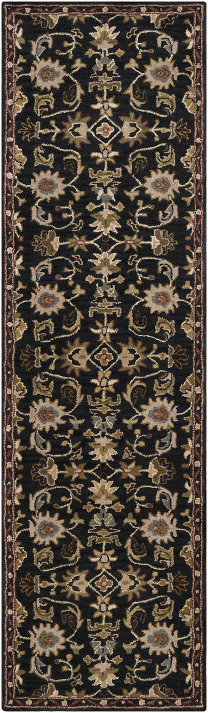 Kittredge Floral Black Wool Rug