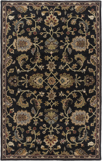 Kittredge Floral Black Wool Rug