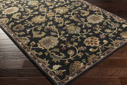 Kittredge Floral Black Wool Rug