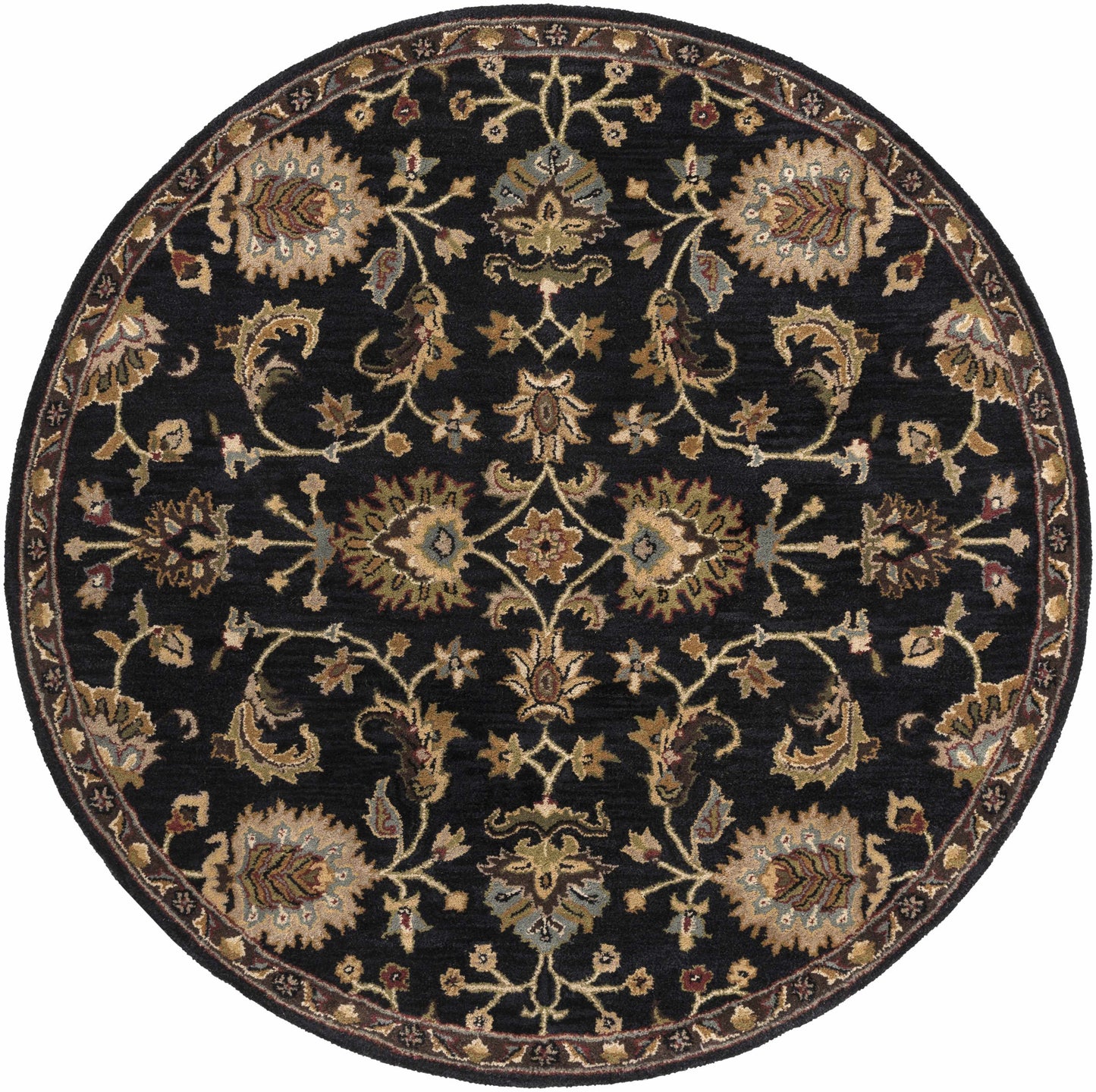 Kittredge Floral Black Wool Rug