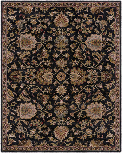 Kittredge Floral Black Wool Rug