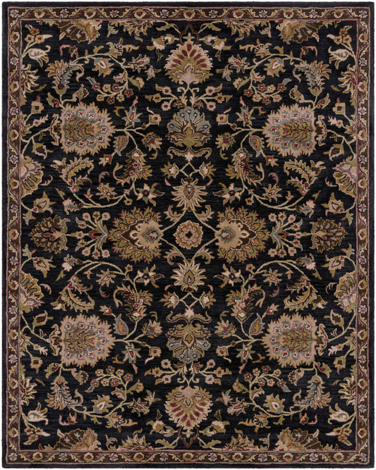 Kittredge Floral Black Wool Rug