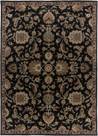 Kittredge Floral Black Wool Rug