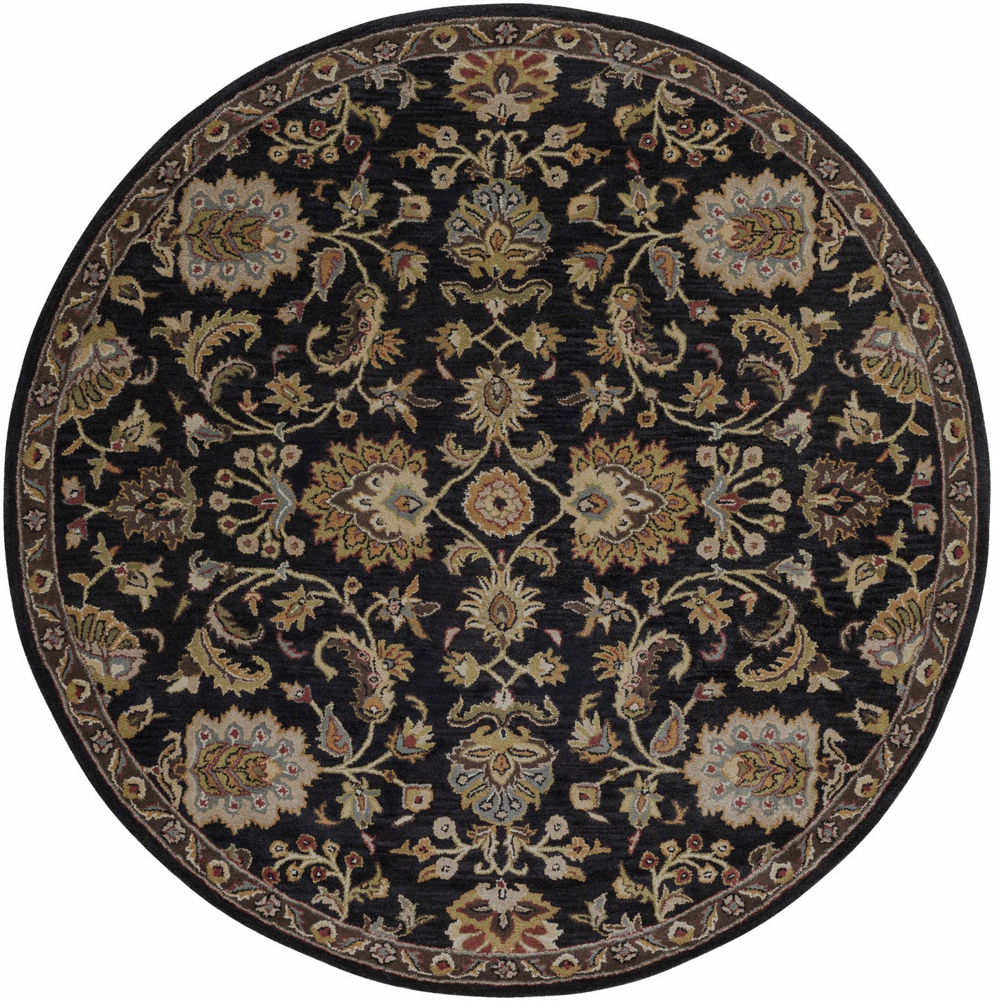 Kittredge Floral Black Wool Rug