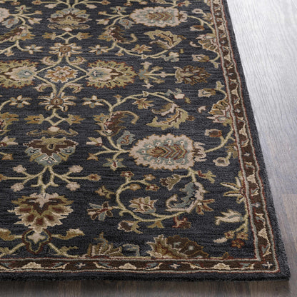 Kittredge Floral Black Wool Rug