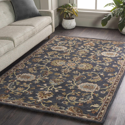 Kittredge Floral Black Wool Rug