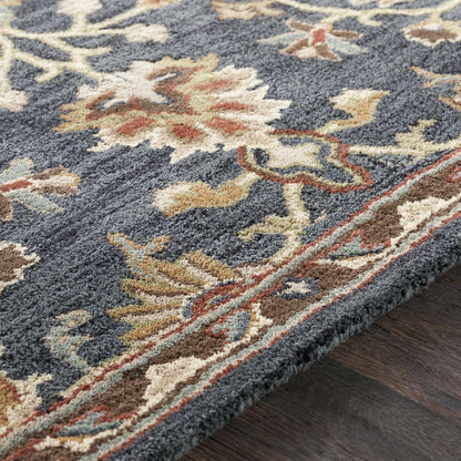 Kittredge Floral Black Wool Rug