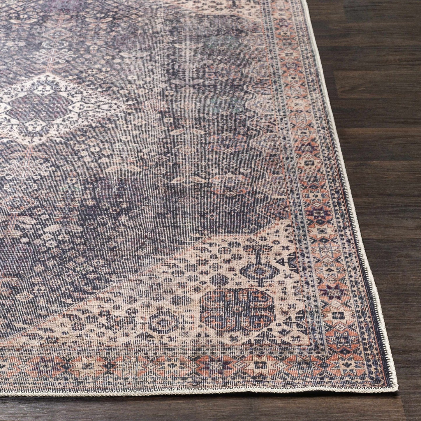Kittrell Vintage Flat Pile Washable Rug - Clearance - Quahog Bay Bedding