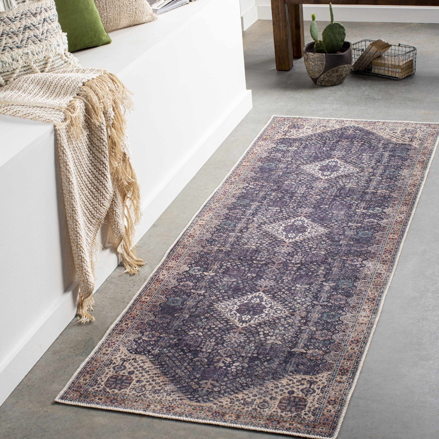 Kittrell Vintage Flat Pile Washable Rug - Clearance - Quahog Bay Bedding