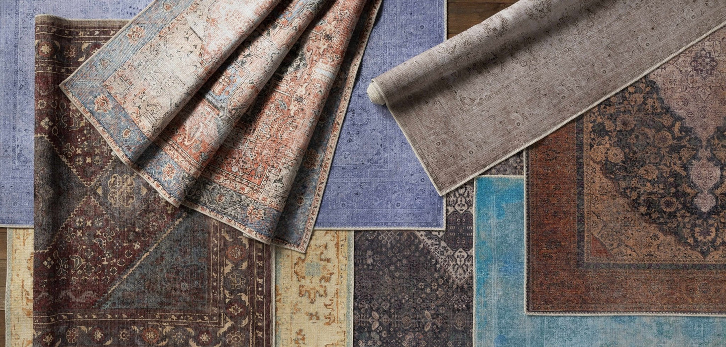 Kittrell Vintage Flat Pile Washable Rug - Clearance - Quahog Bay Bedding