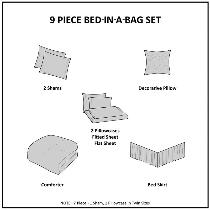 Knowles 9PC Coastal Comforter Set With Cotton Print Sheets - Aqua - Quahog Bay Bedding