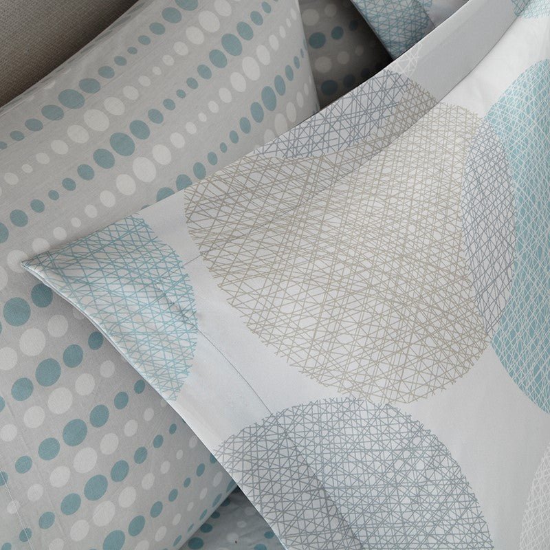 Knowles 9PC Coastal Comforter Set With Cotton Print Sheets - Aqua - Quahog Bay Bedding