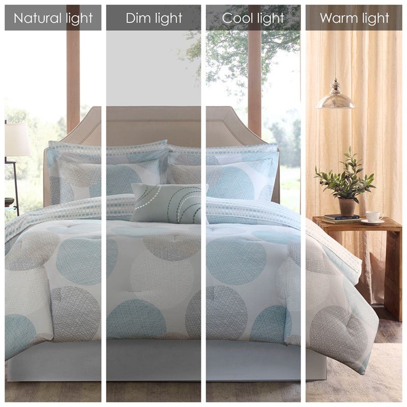 Knowles 9PC Coastal Comforter Set With Cotton Print Sheets - Aqua - Quahog Bay Bedding
