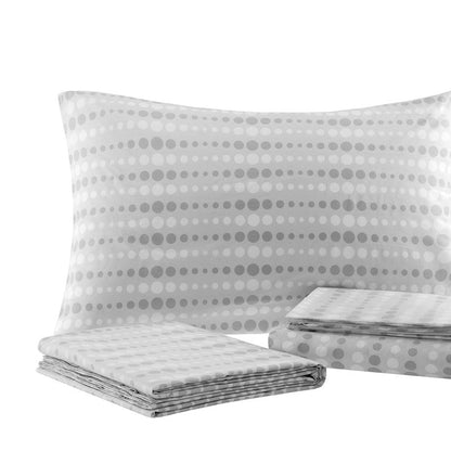 Knowles 9PC Geometric Comforter Set With Cotton Print Sheets - Grey - Quahog Bay Bedding