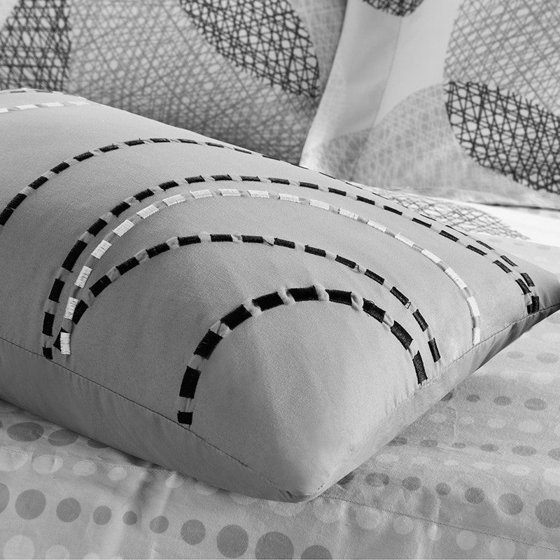 Knowles 9PC Geometric Comforter Set With Cotton Print Sheets - Grey - Quahog Bay Bedding