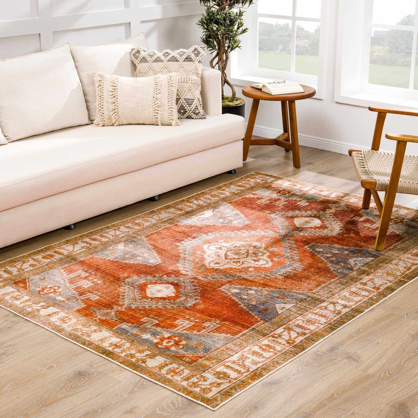 Kullar Orange Washable Area Rug - Quahog Bay Bedding
