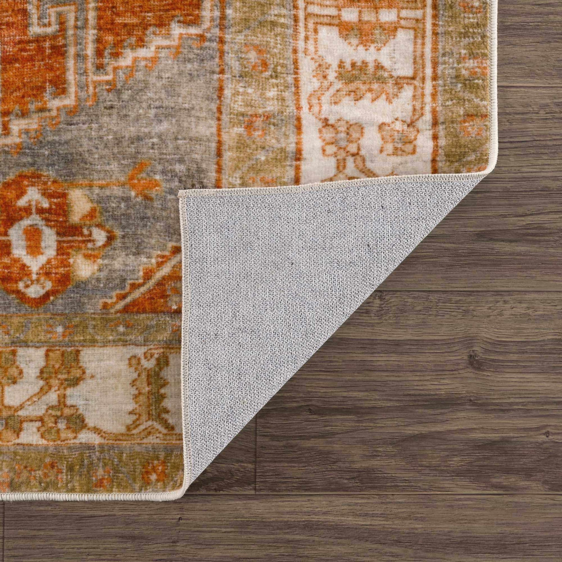 Kullar Orange Washable Area Rug - Quahog Bay Bedding