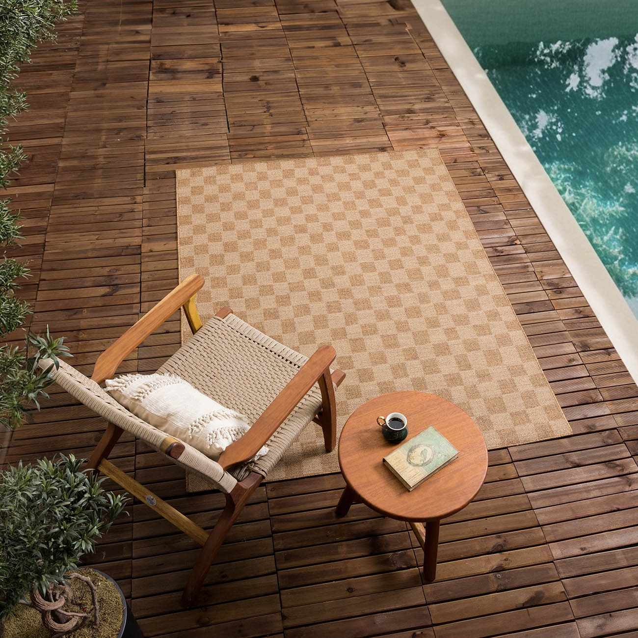 Kuval Checkered Brown Rug - Quahog Bay Bedding