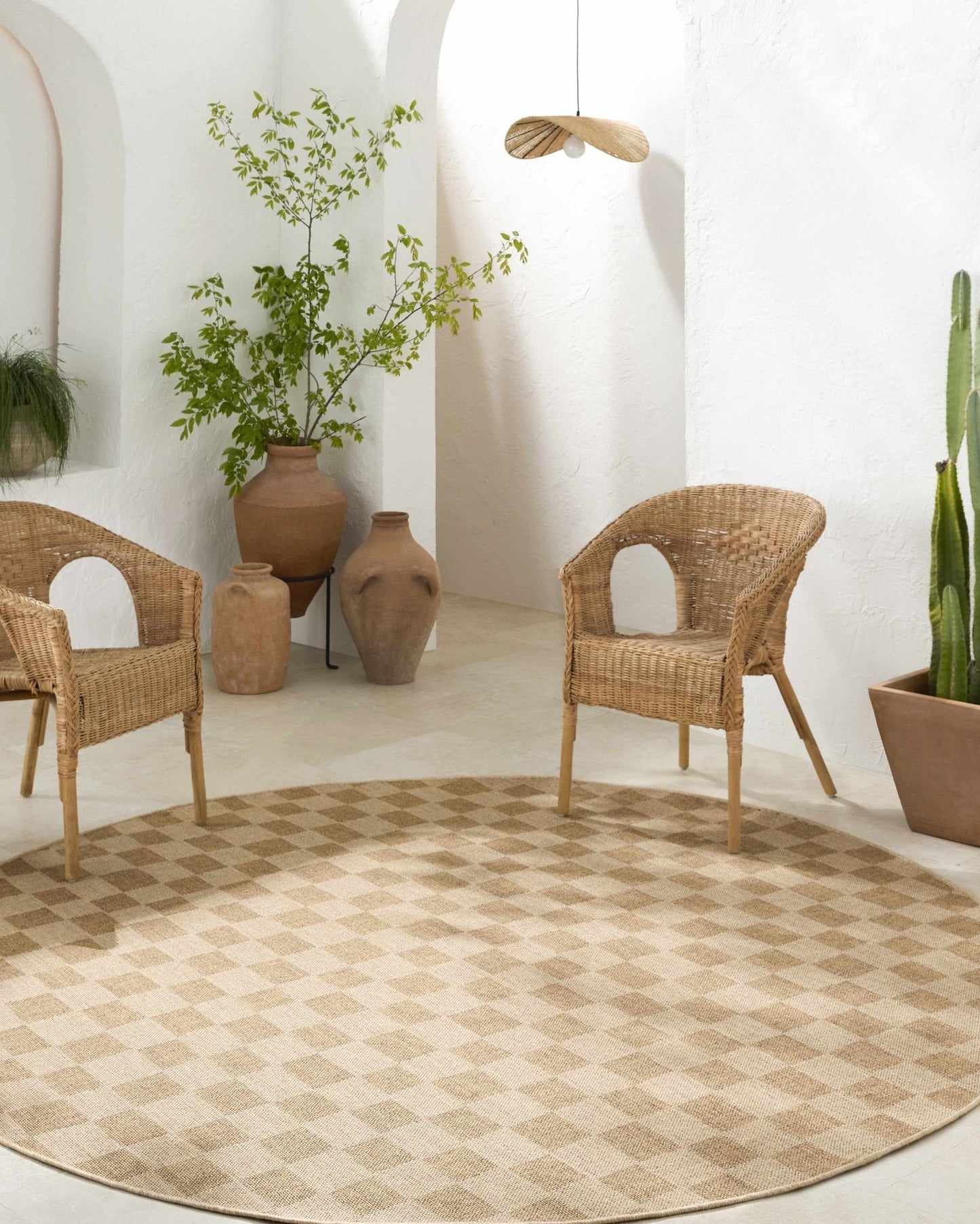 Kuval Checkered Brown Rug - Quahog Bay Bedding