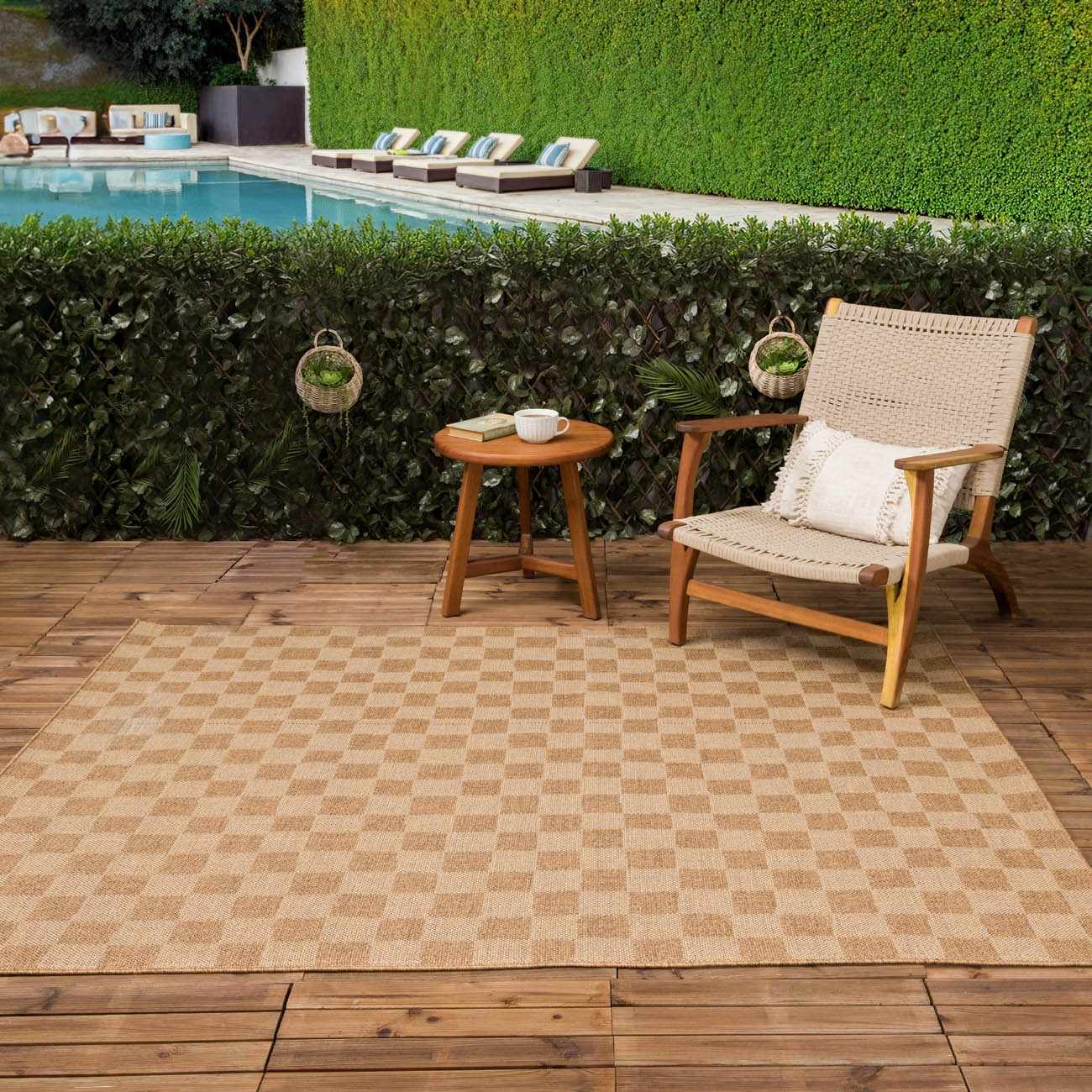 Kuval Checkered Brown Rug - Quahog Bay Bedding