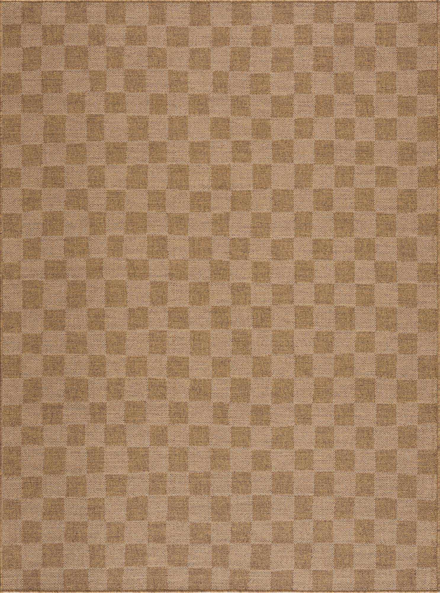 Kuval Checkered Brown Rug - Quahog Bay Bedding