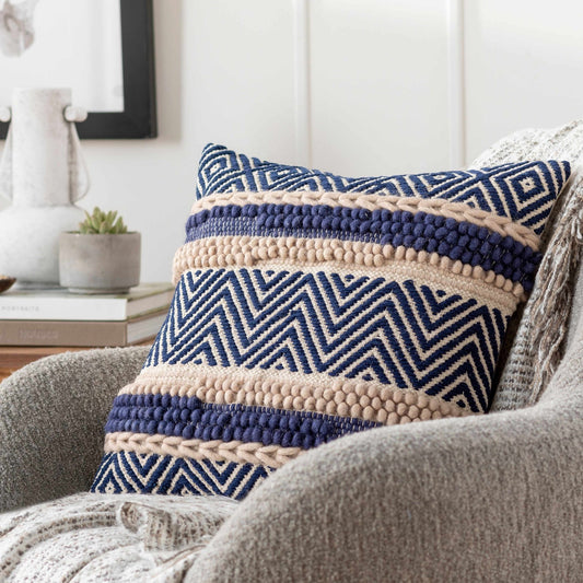 Labrador Navy Diamond Chevron Throw Pillow - Quahog Bay Bedding