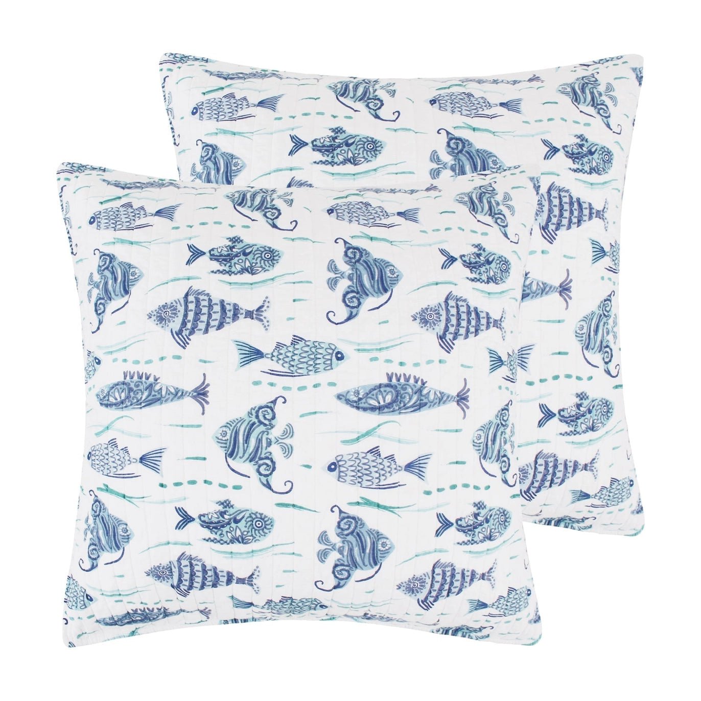 Laida Beach Euro Shams 2PC Coastal Pillow Shams - Quahog Bay Bedding