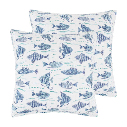 Laida Beach Euro Shams 2PC Coastal Pillow Shams - Quahog Bay Bedding