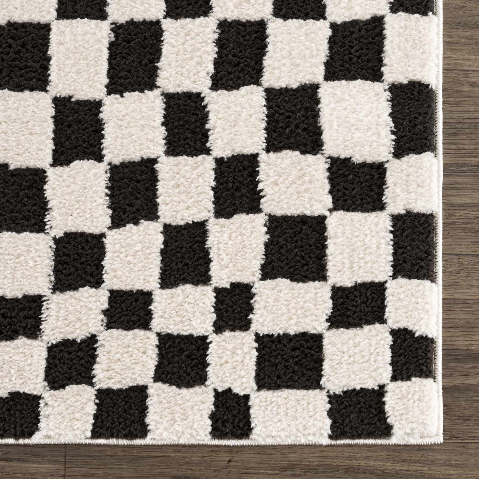 Lajos Black & White Checkered Area Rug - Quahog Bay Bedding