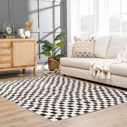 Lajos Black & White Checkered Area Rug - Quahog Bay Bedding