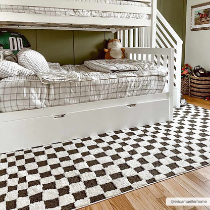 Lajos Black & White Checkered Area Rug - Quahog Bay Bedding