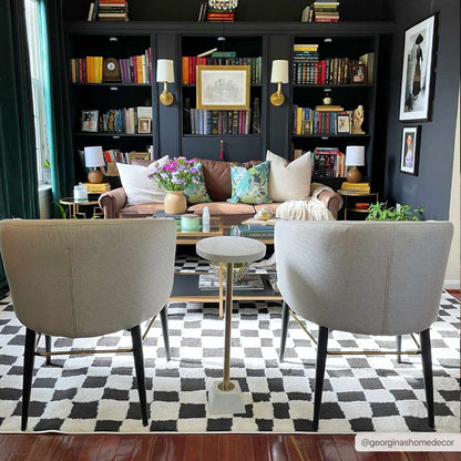 Lajos Black & White Checkered Area Rug - Quahog Bay Bedding