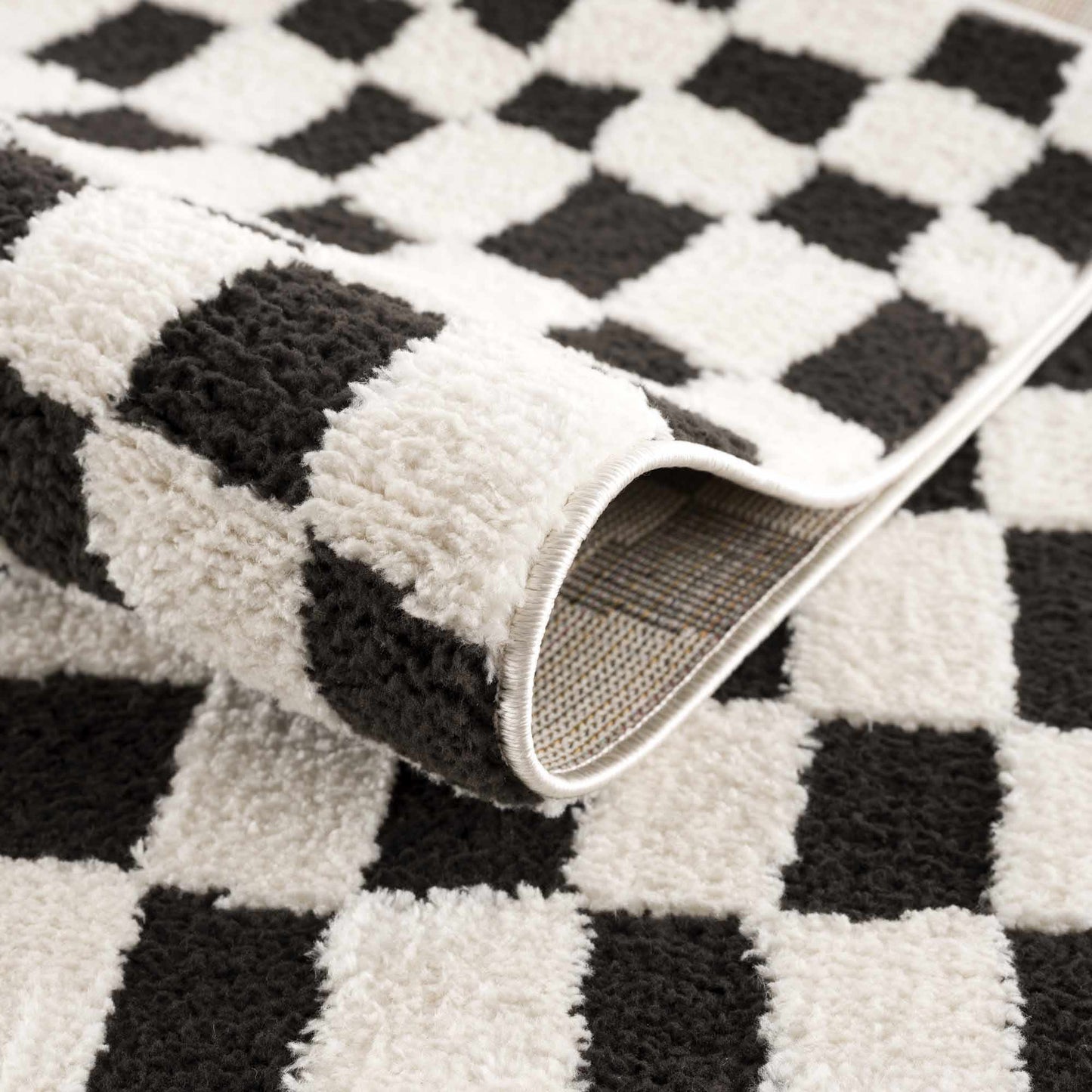Lajos Black & White Checkered Area Rug - Quahog Bay Bedding