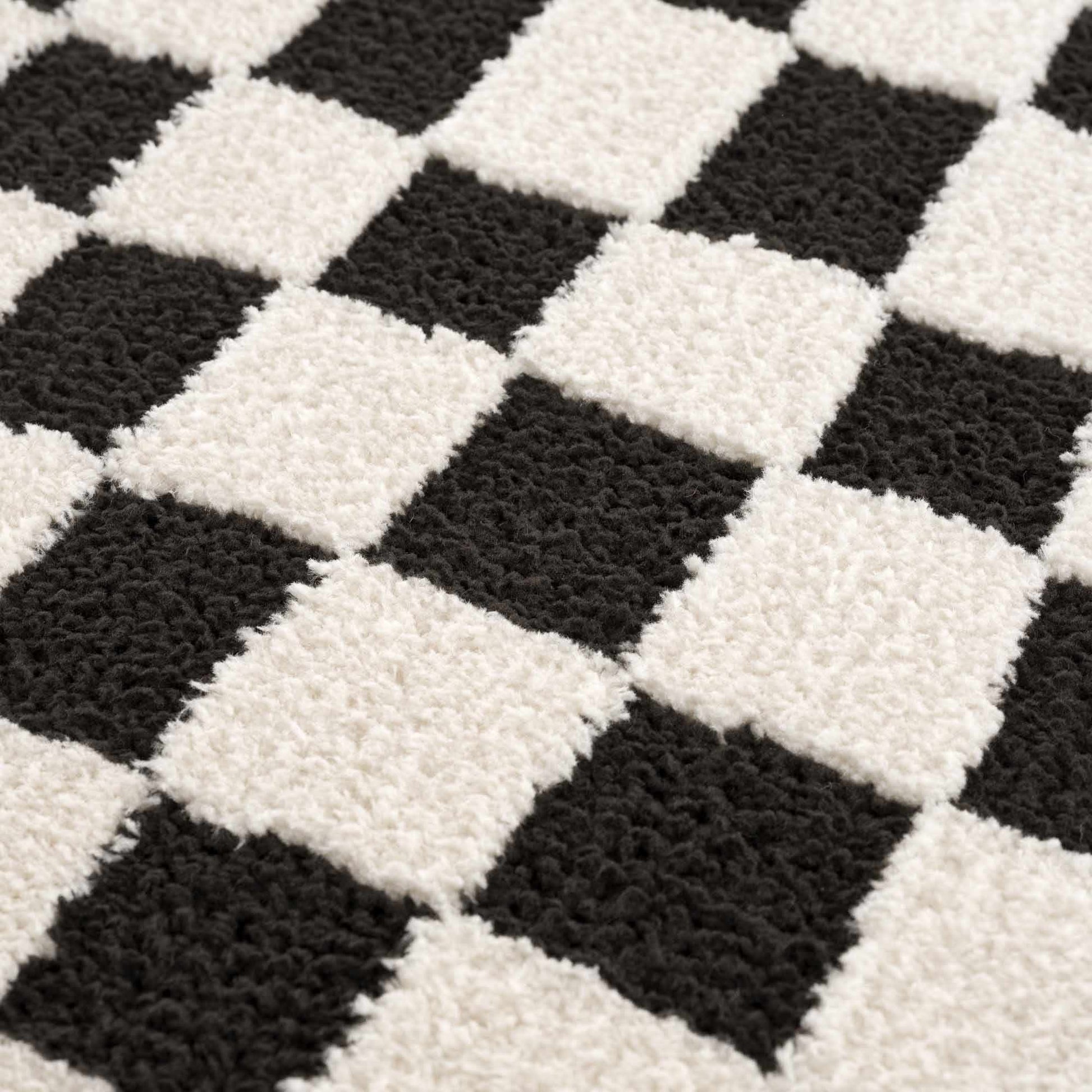 Lajos Black & White Checkered Area Rug - Quahog Bay Bedding