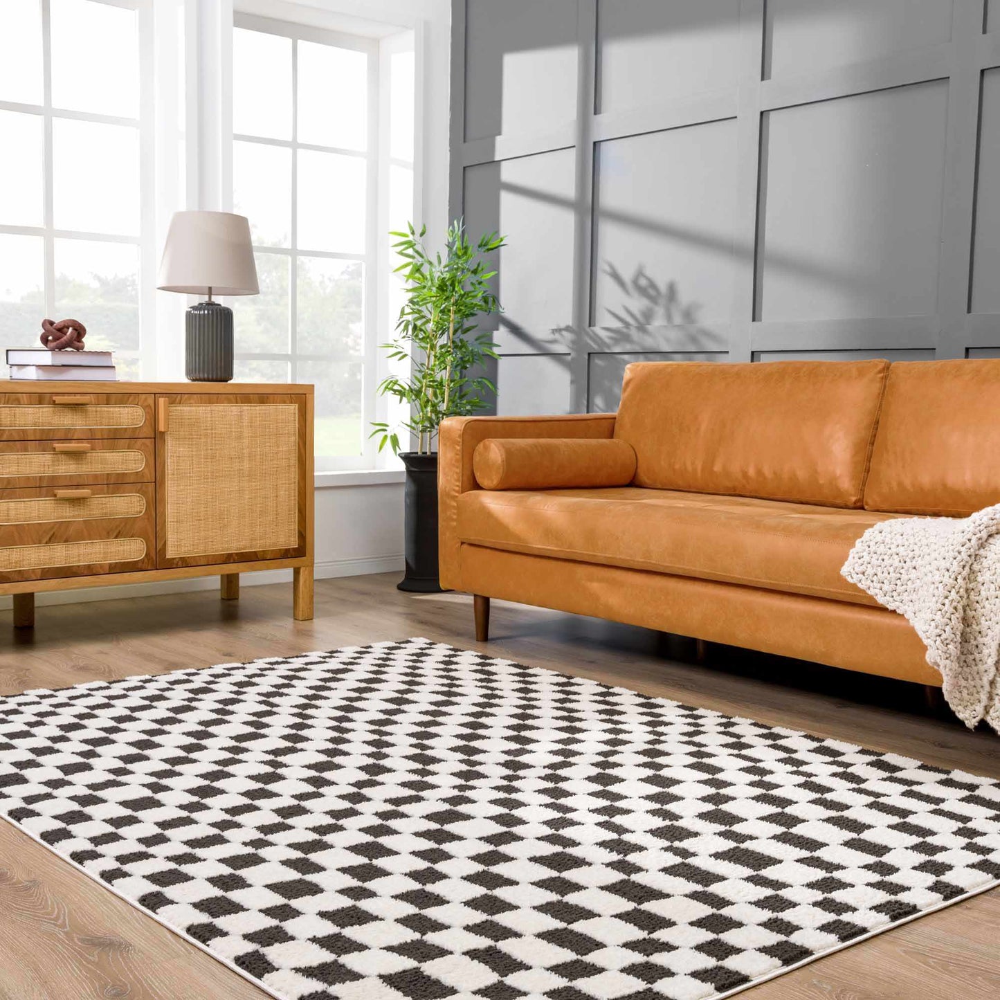 Lajos Black & White Checkered Area Rug - Quahog Bay Bedding