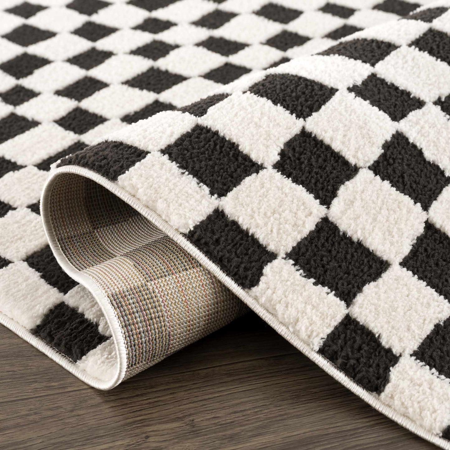 Lajos Black & White Checkered Area Rug - Quahog Bay Bedding