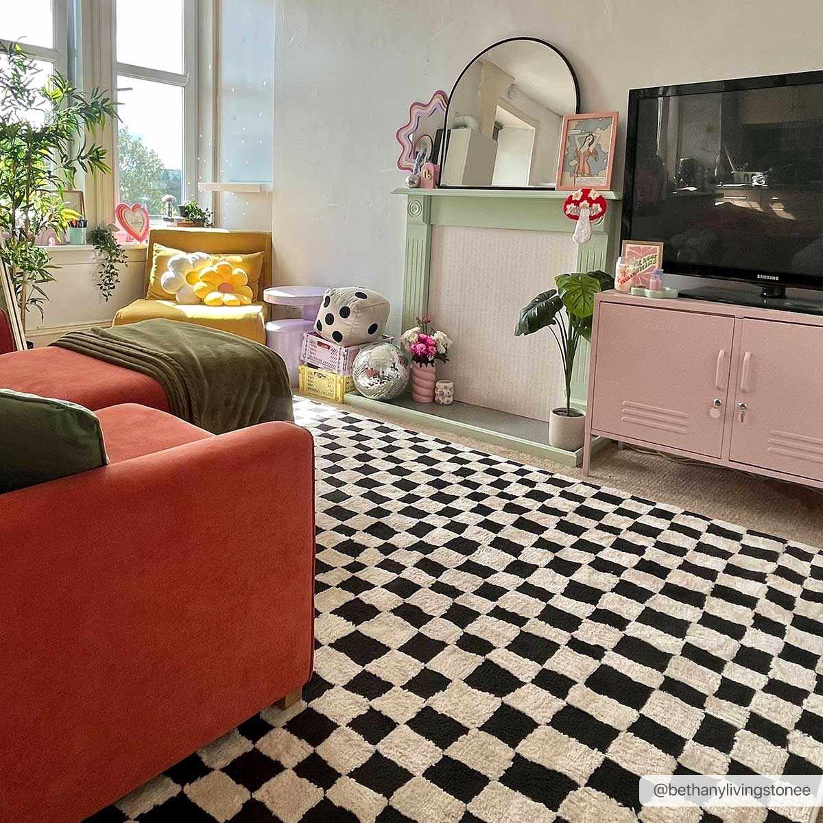Lajos Black & White Checkered Area Rug - Quahog Bay Bedding