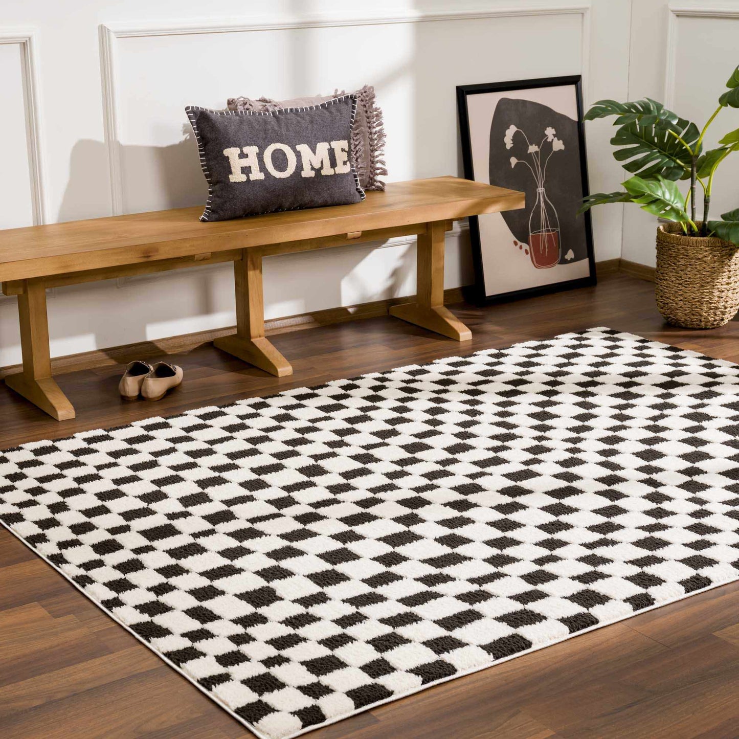 Lajos Black & White Checkered Area Rug - Quahog Bay Bedding