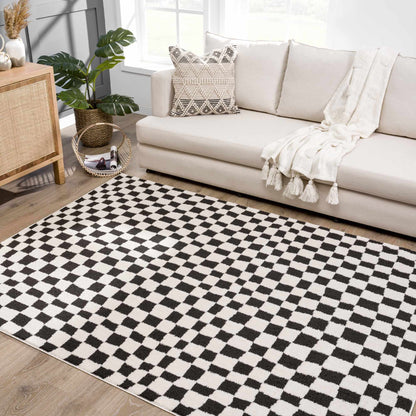 Lajos Black & White Checkered Area Rug - Quahog Bay Bedding