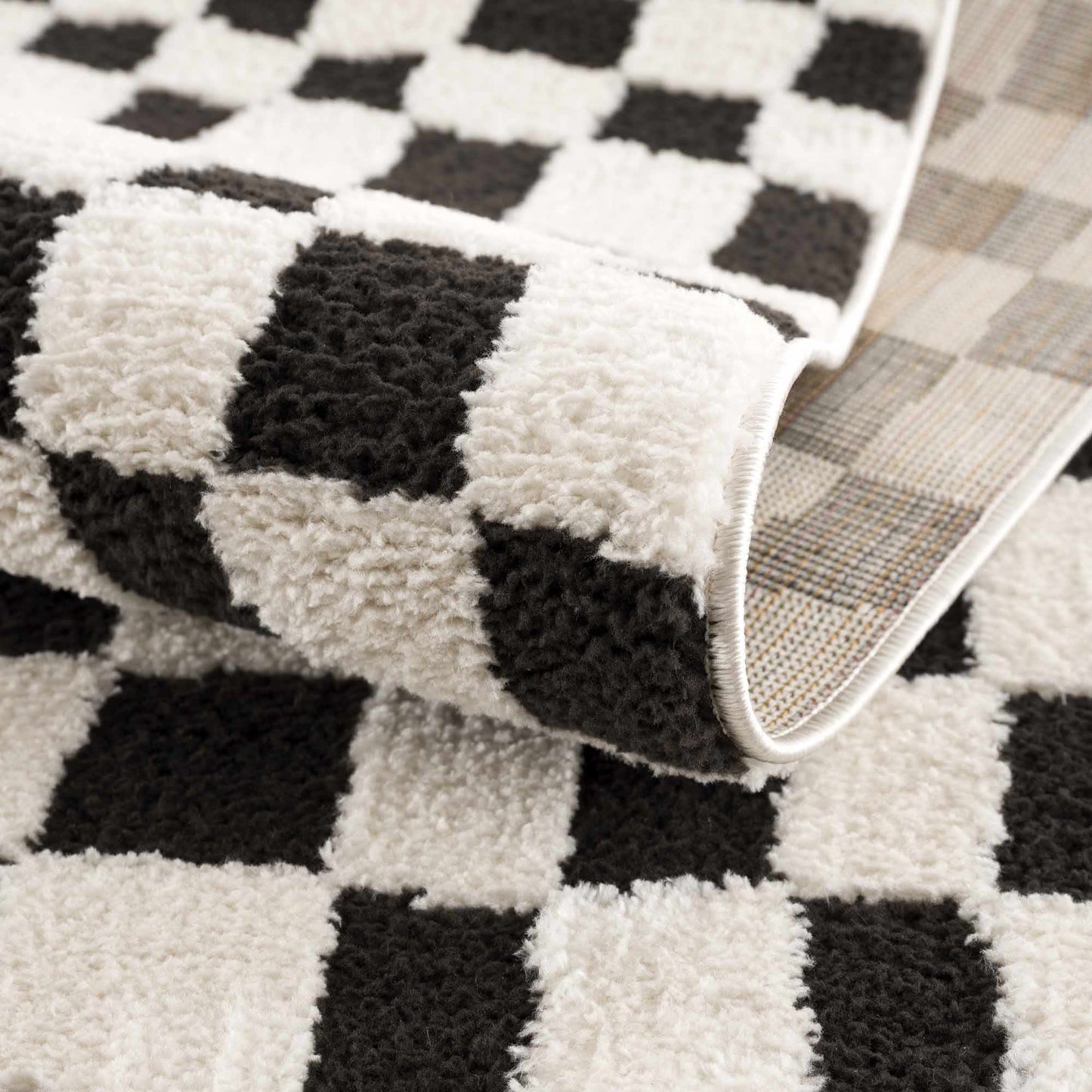 Lajos Black & White Checkered Area Rug - Quahog Bay Bedding