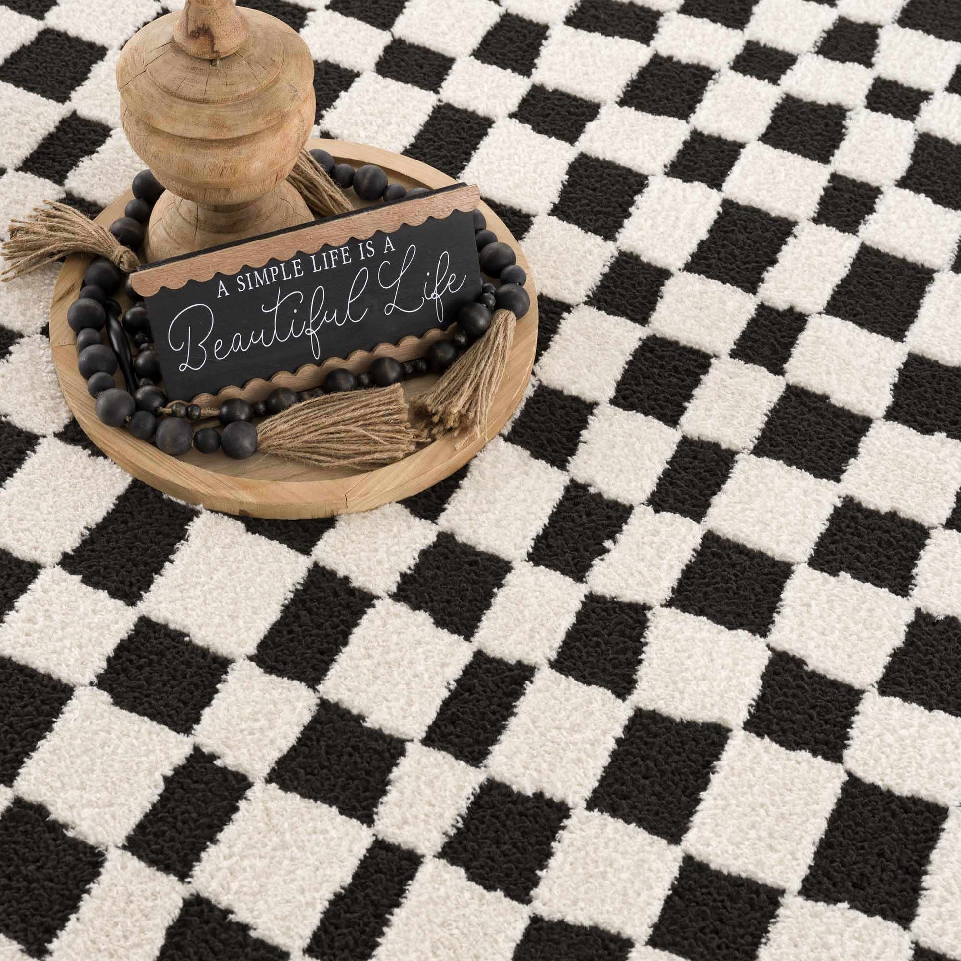 Lajos Black & White Checkered Area Rug - Quahog Bay Bedding